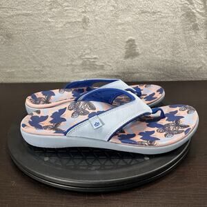 Spenco Women's Size 8D Yumi Blue Butterfly Slip On Comfort Casual Flip-Flop